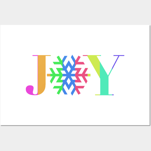 JOY - Bright Stripe Snowflake - on White Wall Art by JossSperdutoArt